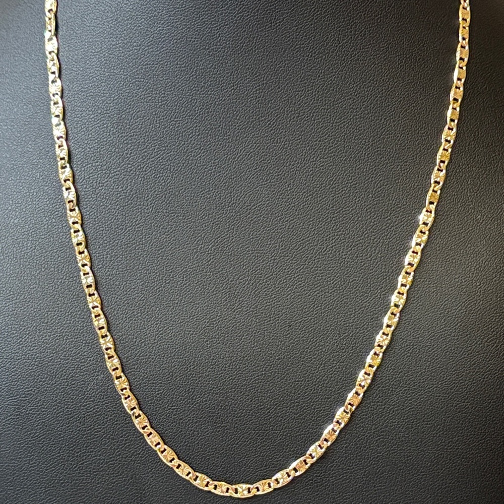 NEW 3.7mm Diamond Cut Valentino Chain Necklace 18k Yellow Gold Filled